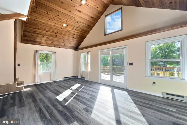 a view of a lake with a city