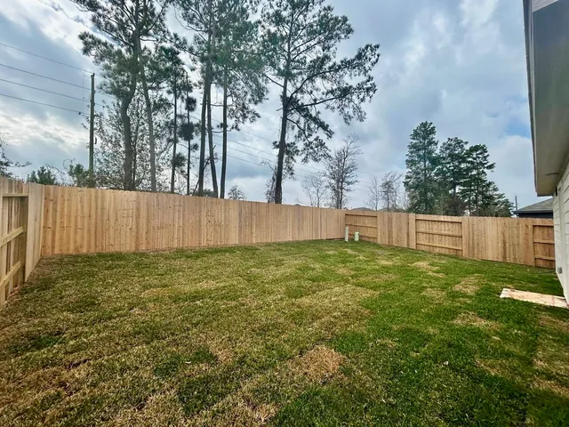 a view of backyard with green space