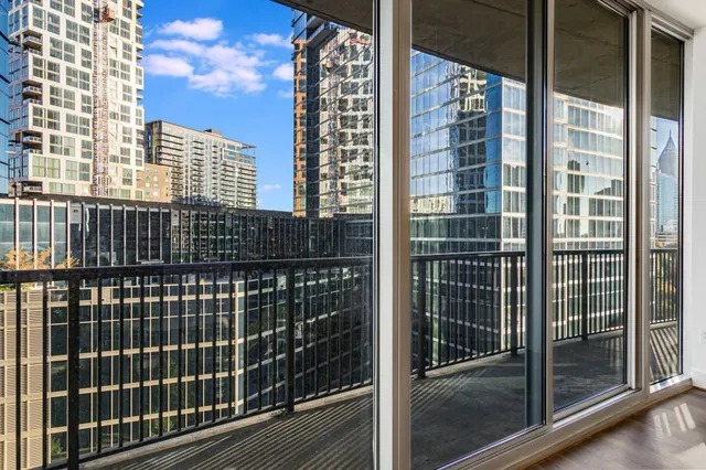 a view of city from a balcony