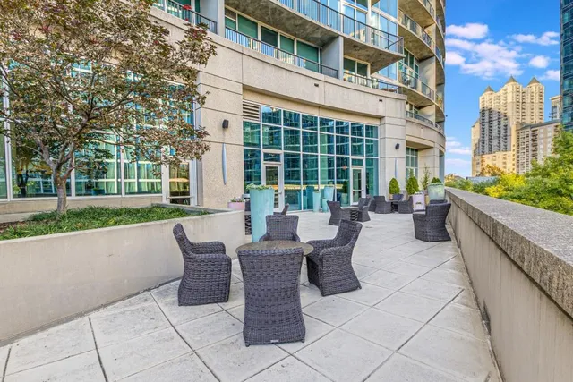 a view of outdoor space with seating space