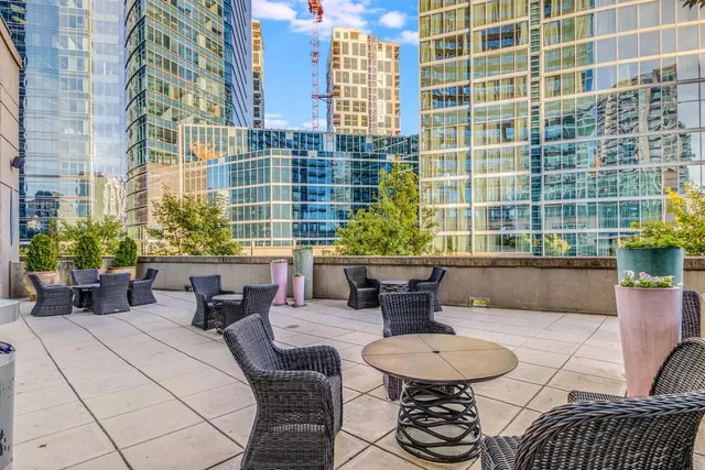 a view of a city with tall buildings