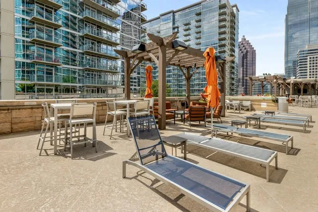 a view of a city with tall buildings