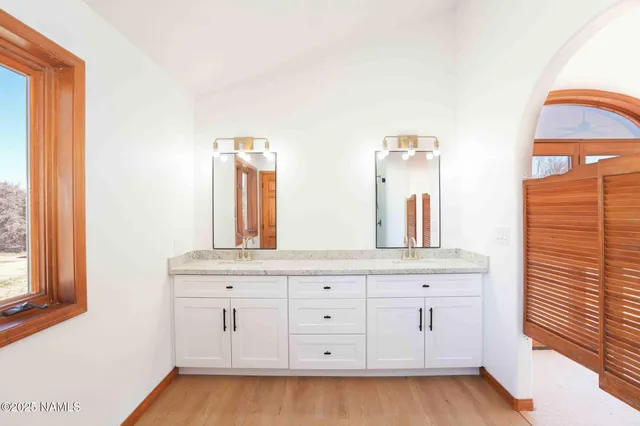 a view of a swimming pool with a garden