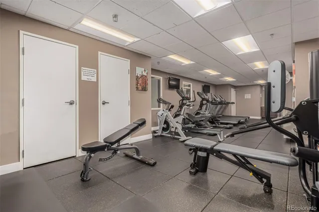a view of a room with gym equipment