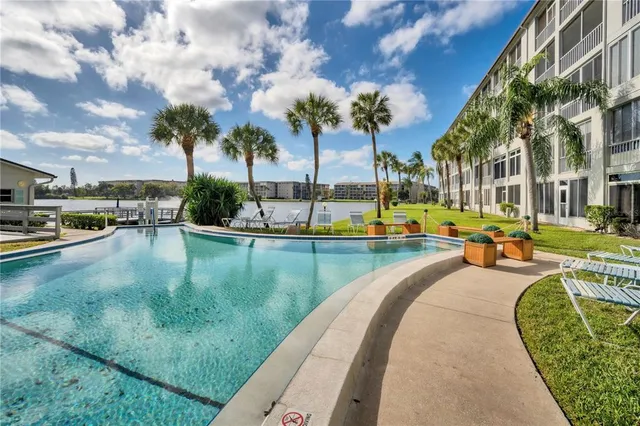 an outdoor space with seating