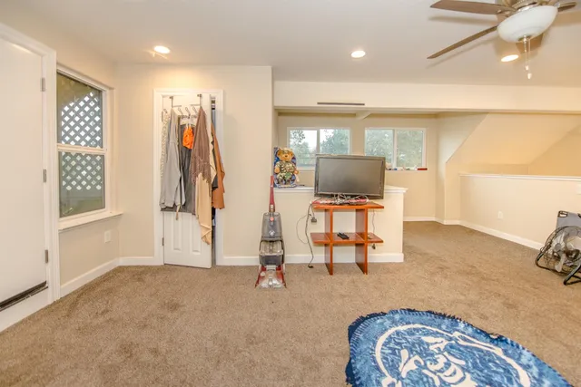 a view of a balcony with an outdoor space
