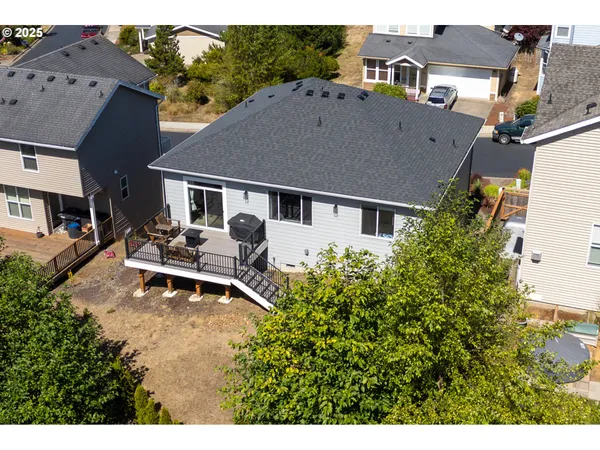an aerial view of a house