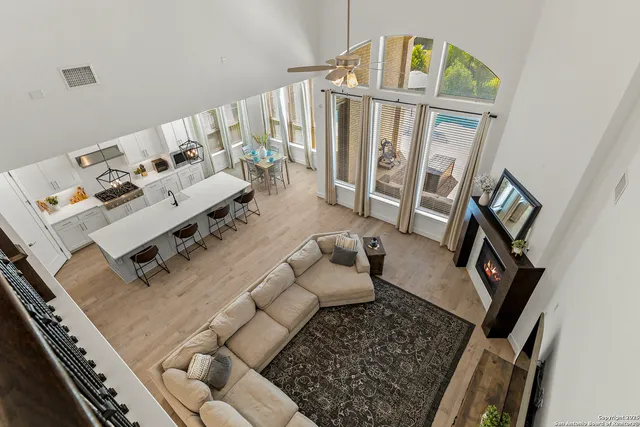 a living room with furniture