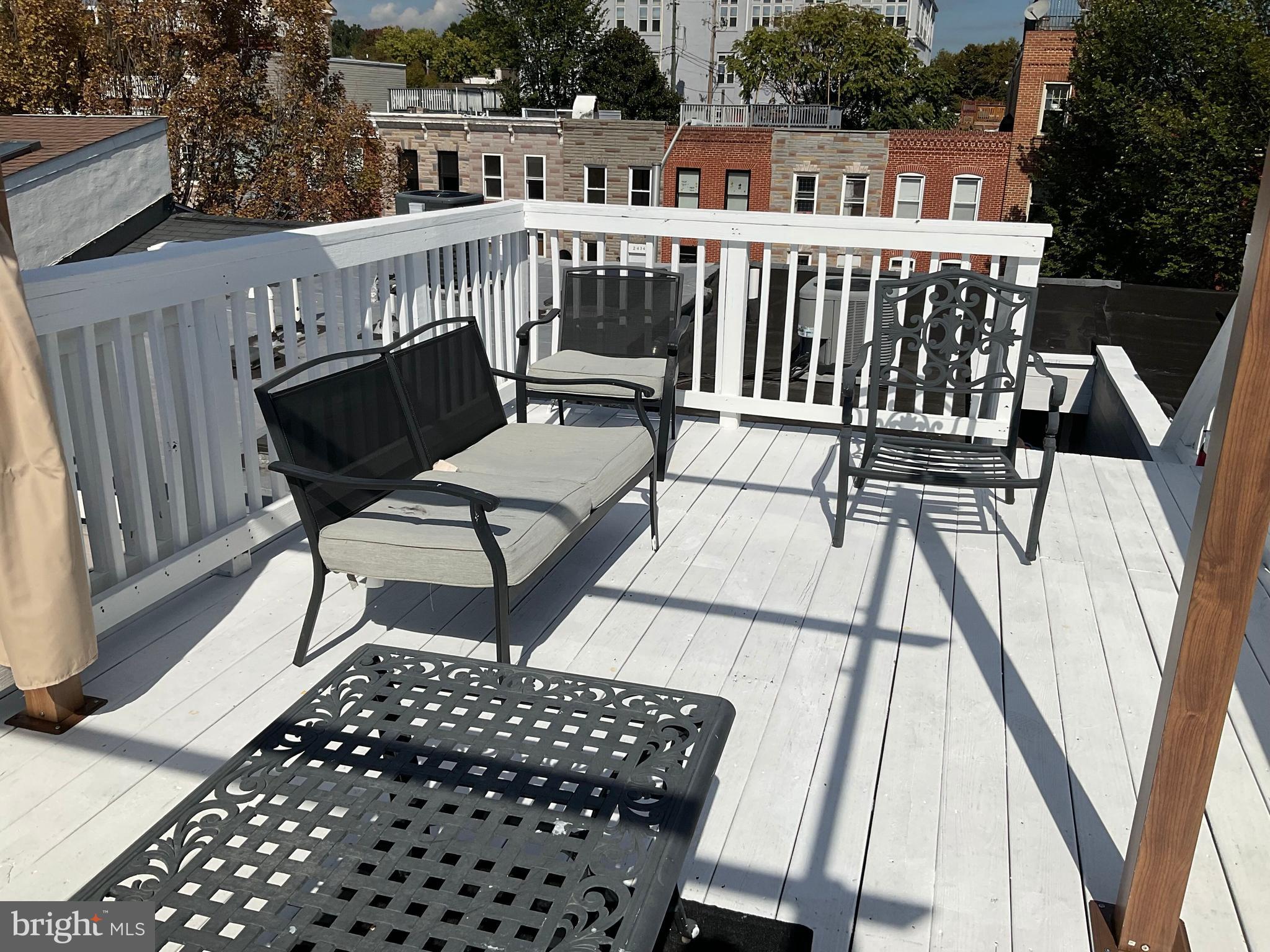 2437 Fleet Street Baltimore, MD 21224 - Photo 28 of 33 a view of a roof deck with table and chairs