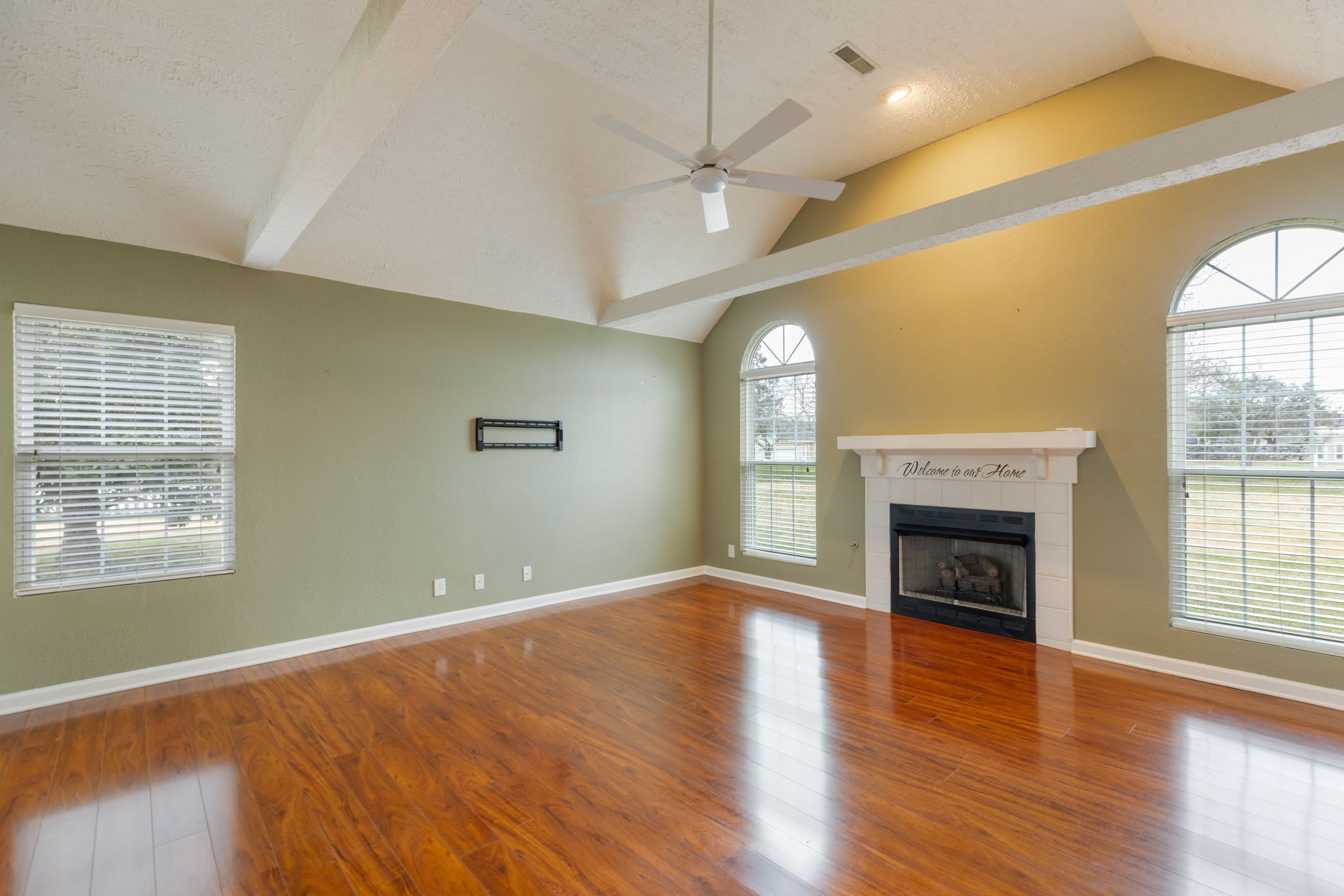 1240 Hunters Point Lane Spring Hill, TN 37174 - Photo 6 of 58 an empty room with wooden floor fireplace and windows