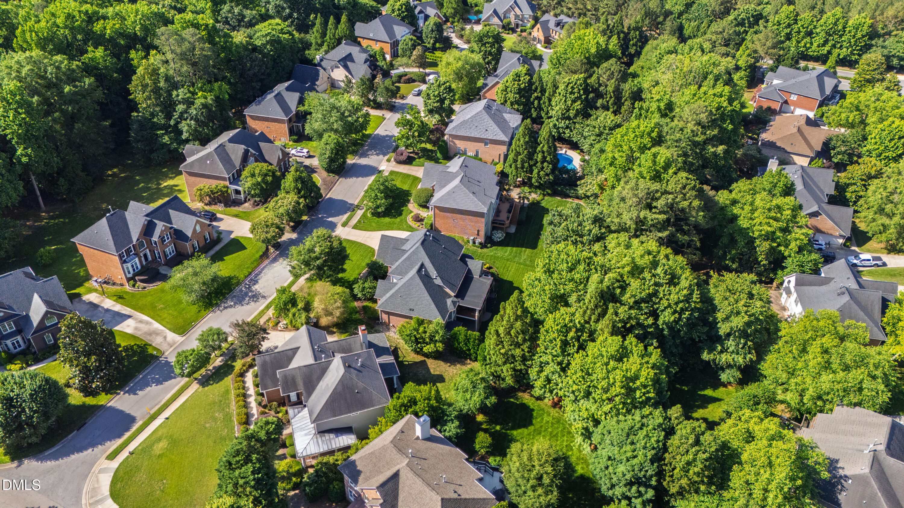 12325 Camberwell Court Raleigh, NC 27614 - Photo 73 of 76 an aerial view of residential house with outdoor space and swimming pool