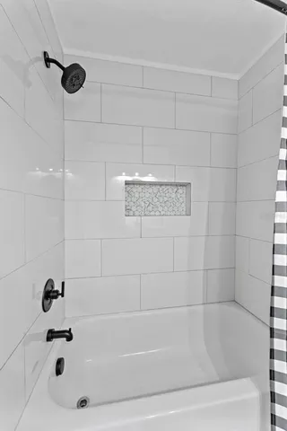 a bathroom with a bathtub