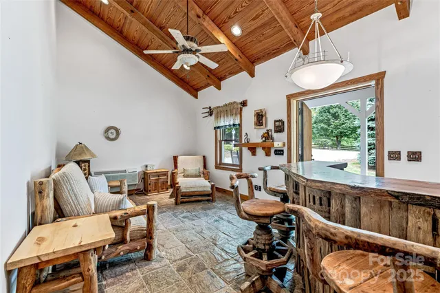 a view of a balcony with lake from a balcony