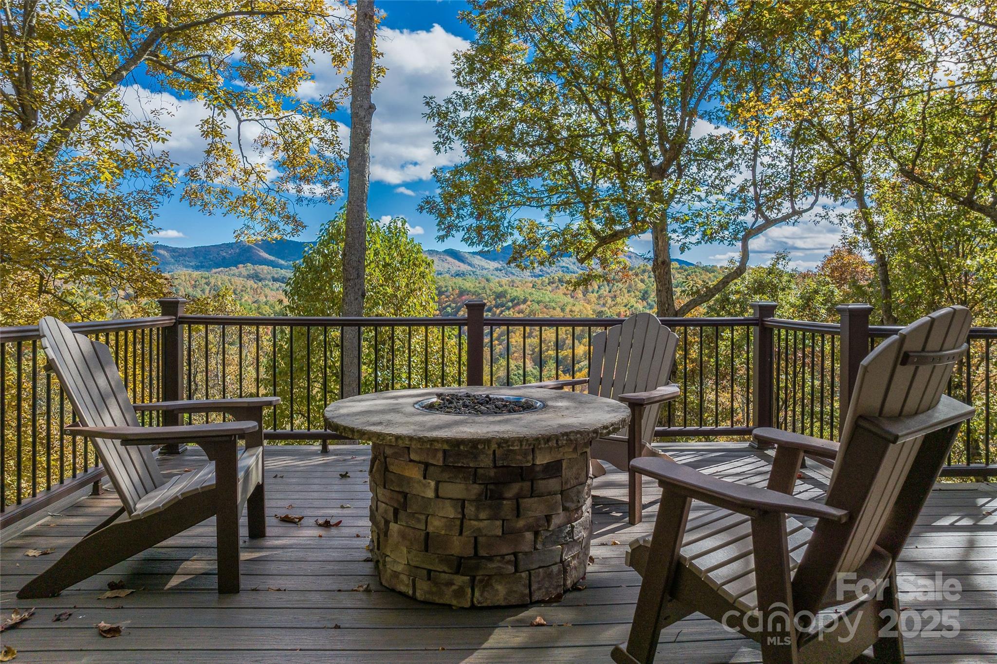 1987 Rabbit Hop Road Spruce Pine, NC 28777 - Photo 23 of 47 a view of a patio with table and chairs with wooden floor and fence