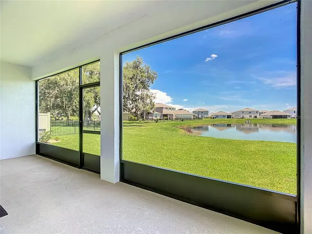an aerial view of a house with a garden