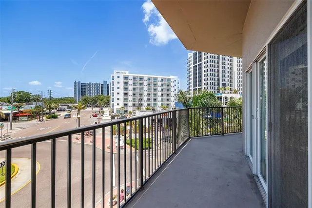 a view of balcony with city view