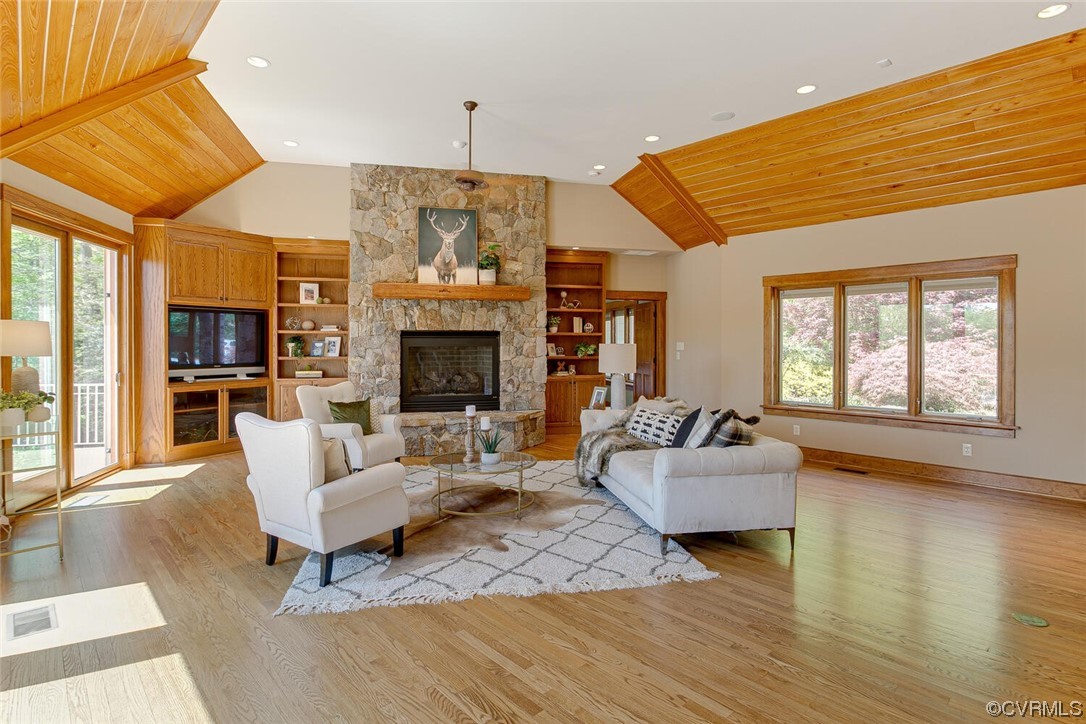 3535 Meadow Road Sandston, VA 23150 - Photo 15 of 50 a living room with fireplace furniture and a wooden floor