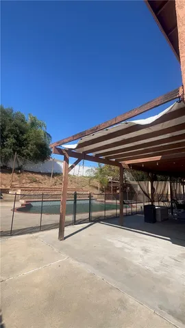 a view of a garage with furniture