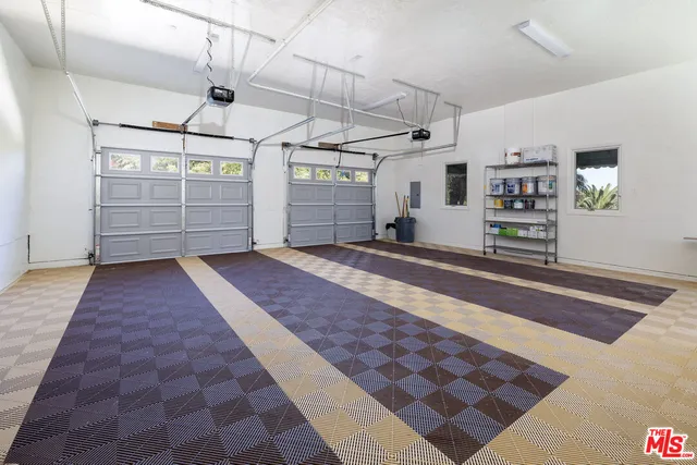 a view of a lake with a garden