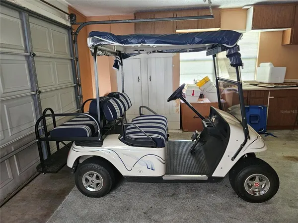 a view of a car parked in garage