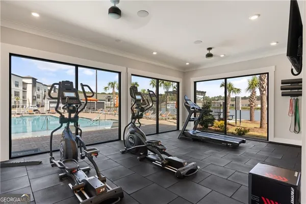 a view of a room with gym equipment