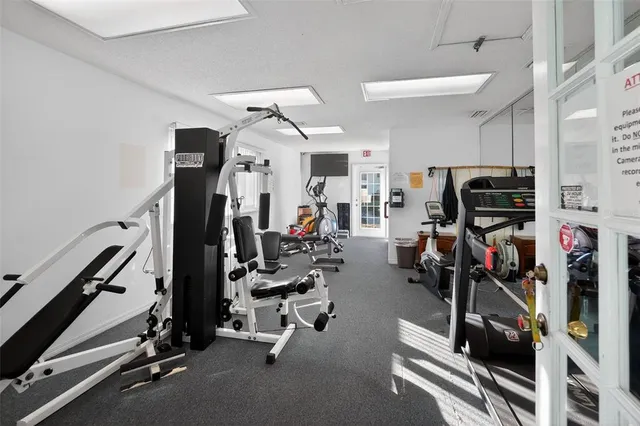 a view of a room with gym equipment