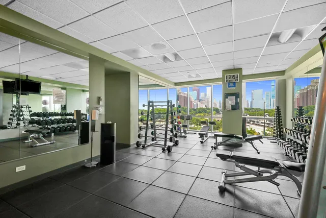 a view of a room with gym equipment