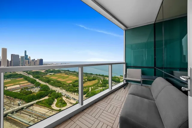 a balcony with furniture