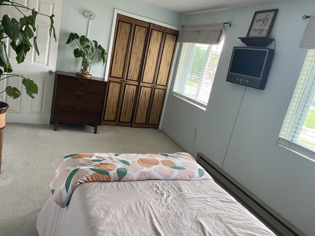 10 Erick Road, Unit 5 Mansfield, MA 02048 - Photo 9 of 24 a bedroom with a bed flat screen tv and a potted plant