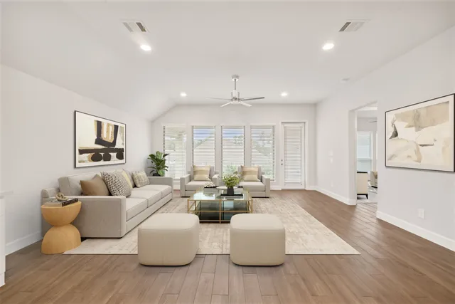 a living room with furniture