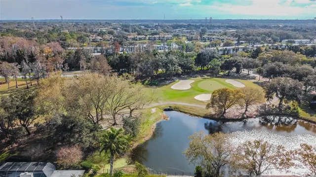 a view of a swimming pool with a yard
