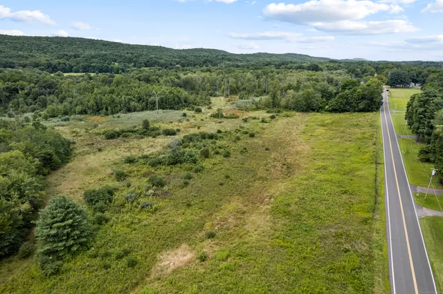 a view of a field with an ocean