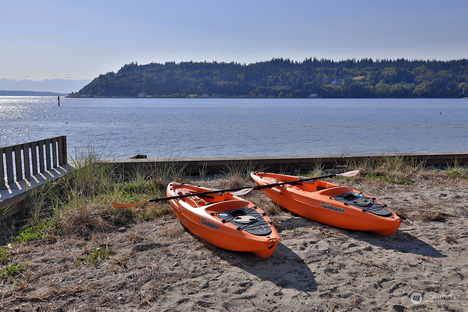 8166 Sandy Hook Drive Clinton, WA 98236 - Photo 33 of 40 an aerial view of a house with mountain view