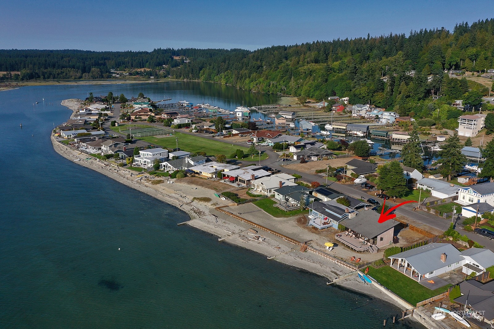 8166 Sandy Hook Drive Clinton, WA 98236 - Photo 5 of 40 a view of a city with lake