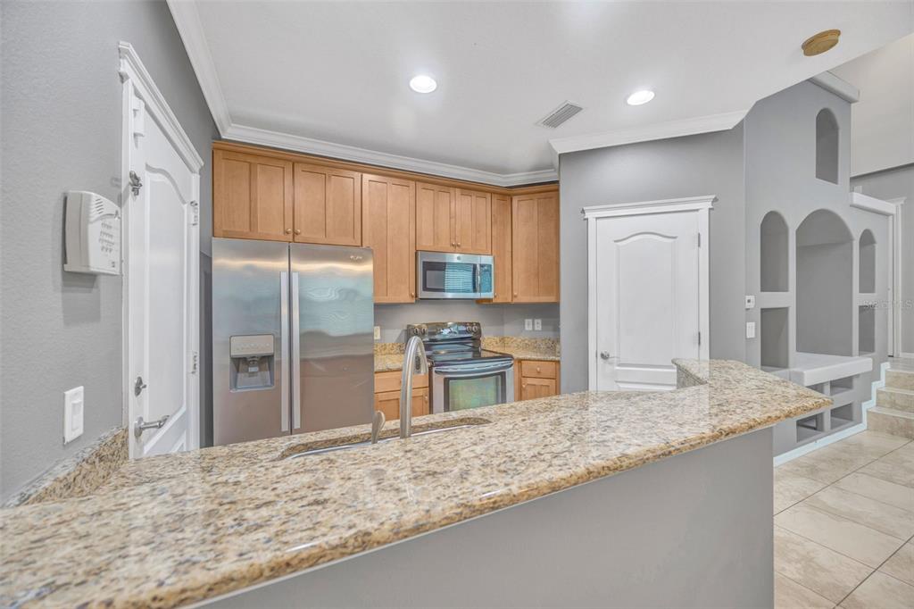 6020 Fishhawk Crossing Boulevard Lithia, FL 33547 - Photo 8 of 68 a kitchen with stainless steel appliances granite countertop a sink refrigerator and cabinets