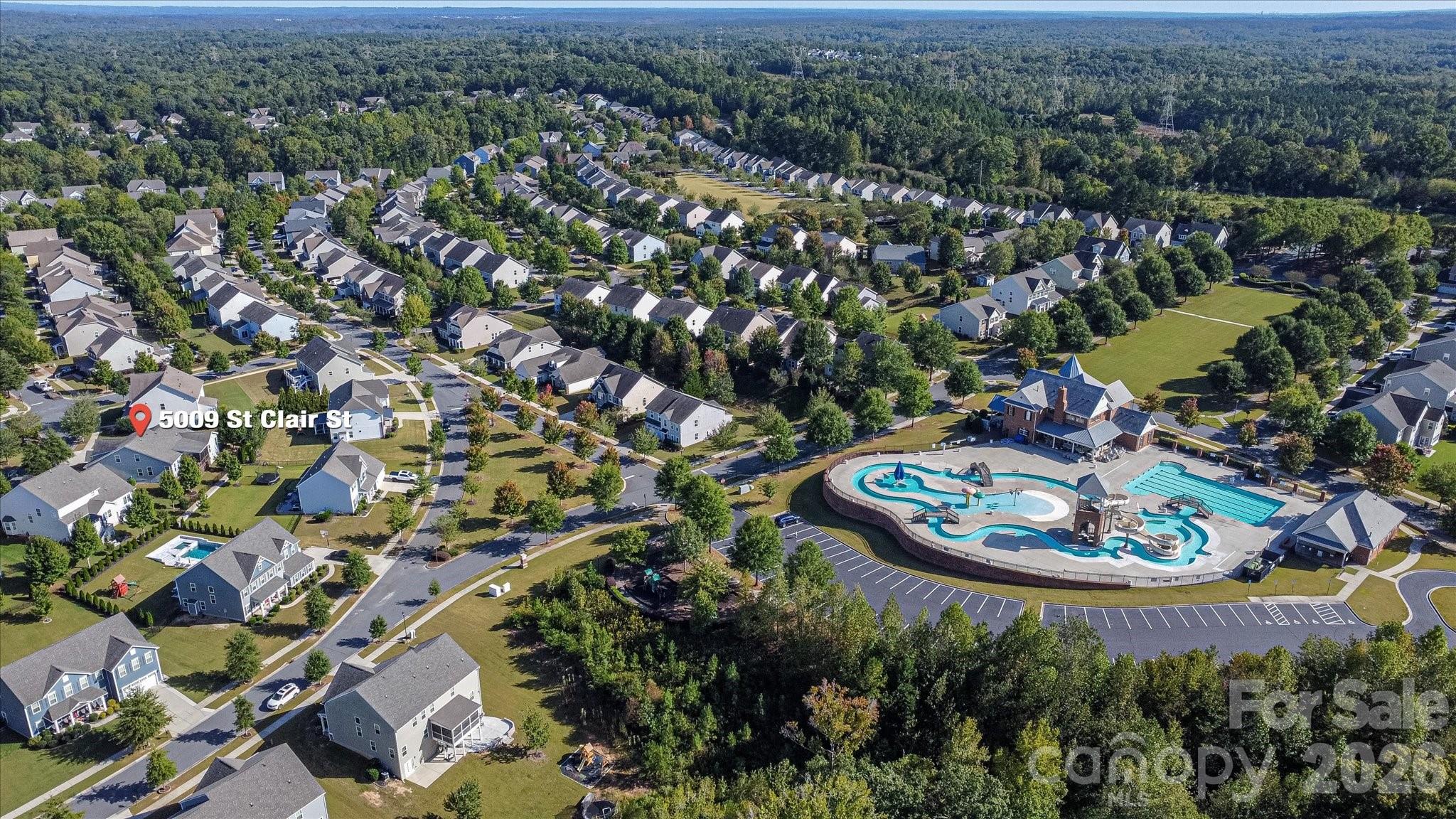 5009 St Clair Street Fort Mill, SC 29715 - Photo 38 of 40 an aerial view of a house with a yard and lake view
