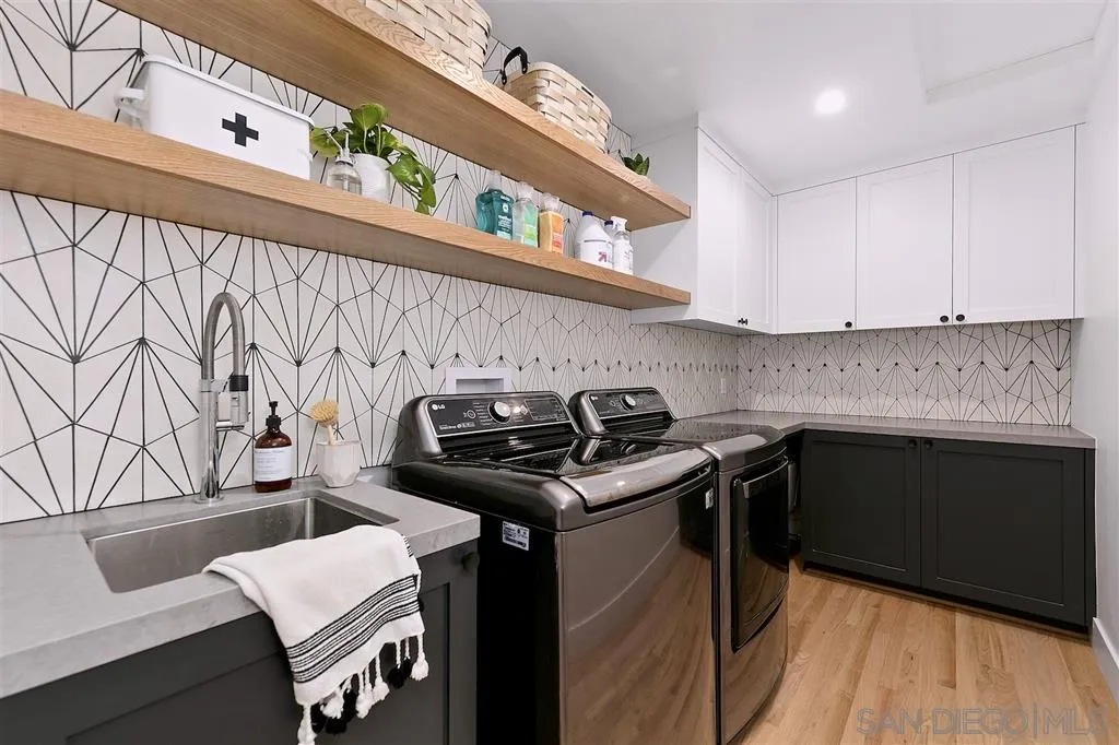 1441 Crest Drive Encinitas, CA 92024 - Photo 20 of 25 a kitchen with stainless steel appliances a sink dishwasher stove and cabinets