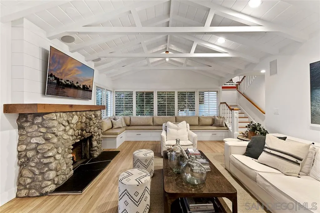 1441 Crest Drive Encinitas, CA 92024 - Photo 3 of 25 a living room with furniture and a fireplace