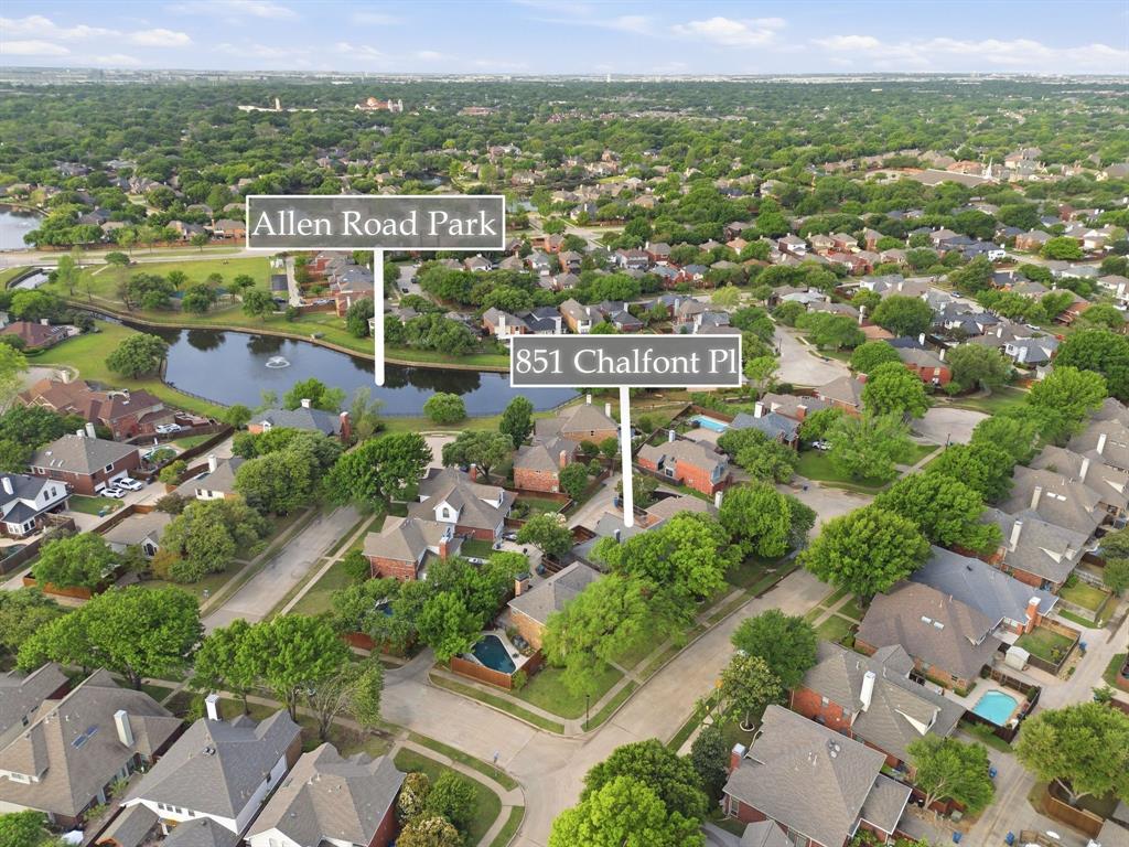 851 Chalfont Place Coppell, TX 75019 - Photo 30 of 36 an aerial view of residential building with green space