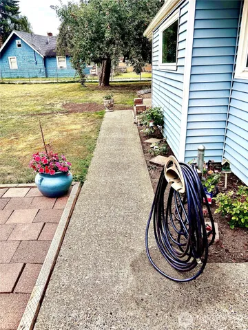 a view of outdoor space deck and kitchen