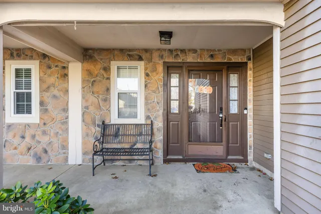a bench in front of a building