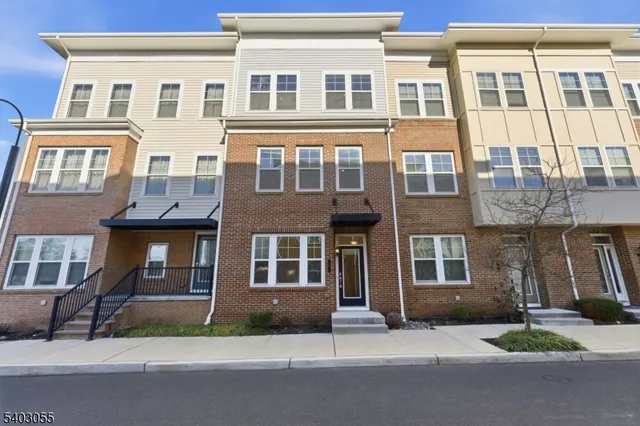 a front view of a brick building