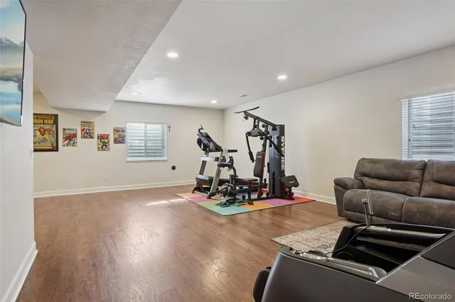 a view of a room with gym equipment