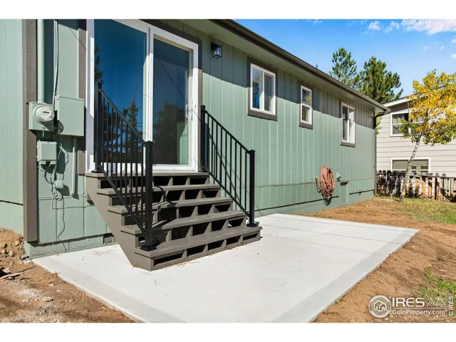 a building outdoor space with patio furniture