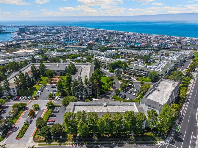 an aerial view of residential building and street