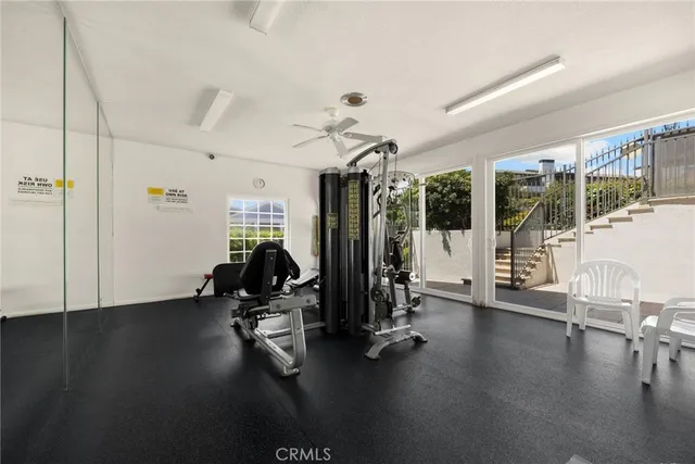 a view of a room with gym equipment