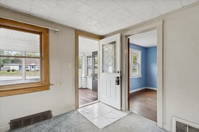 wooden floor and windows in a room