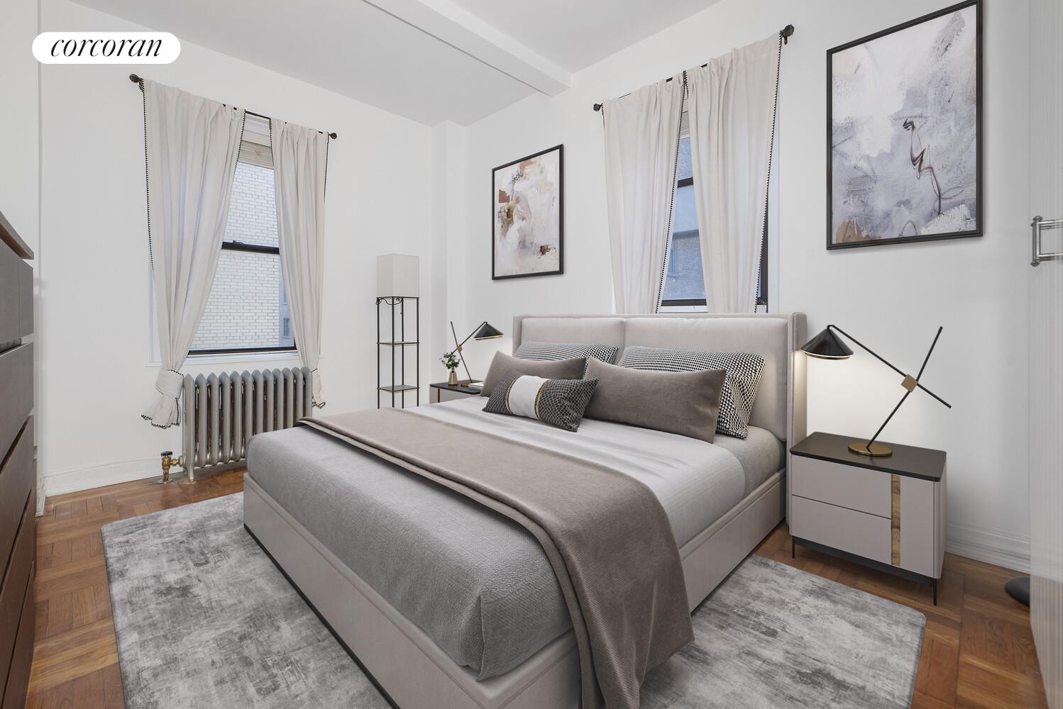 535 West 110th Street, Unit 4A Manhattan, NY 10025 - Photo 9 of 12 a bedroom with a bed and a painting on the wall