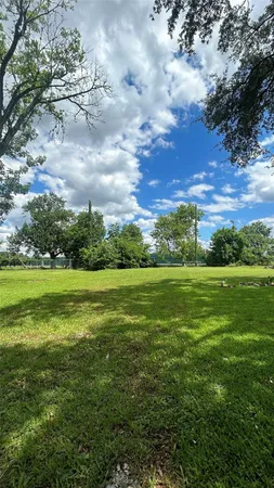 a view of a big yard with lots of green space