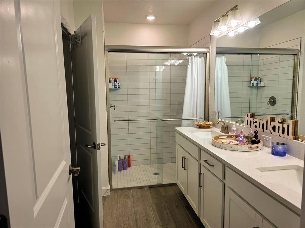 16890 Forge Surf Street Land O Lakes, FL 34638 - Photo 24 of 26 a bathroom with a double vanity sink and mirror